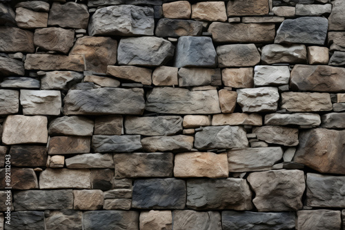 Processed collage of old medieval stone wall texture in daylight. Background for banner