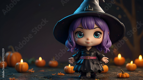 halloween witch with pumpkin