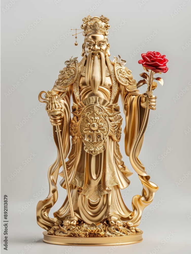 Obraz premium A golden sculpture of the traditional Chinese god of wealth, Blessing and lucky wallpaper
