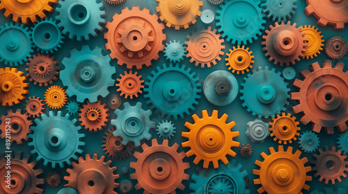 Wallpaper Mural A colorful image of many different sized gears Torontodigital.ca