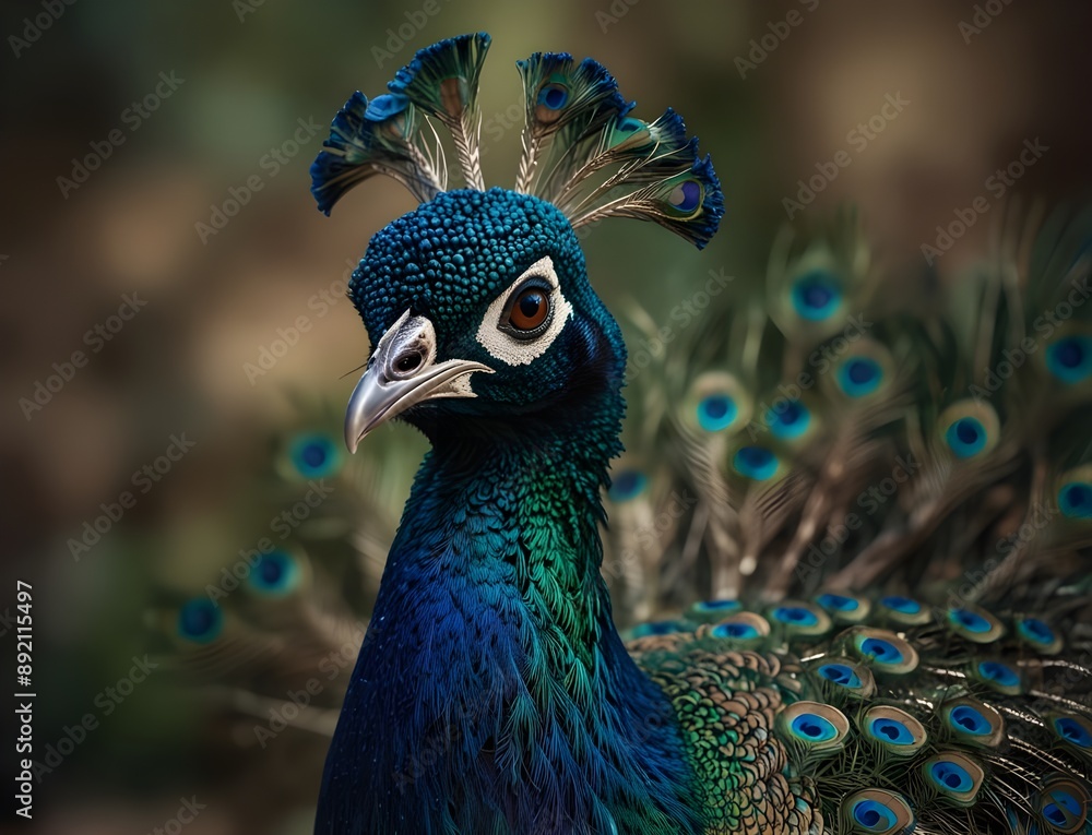 Portrait of beautiful peacock with feathers out Portrait of beautiful peacock with feathers out