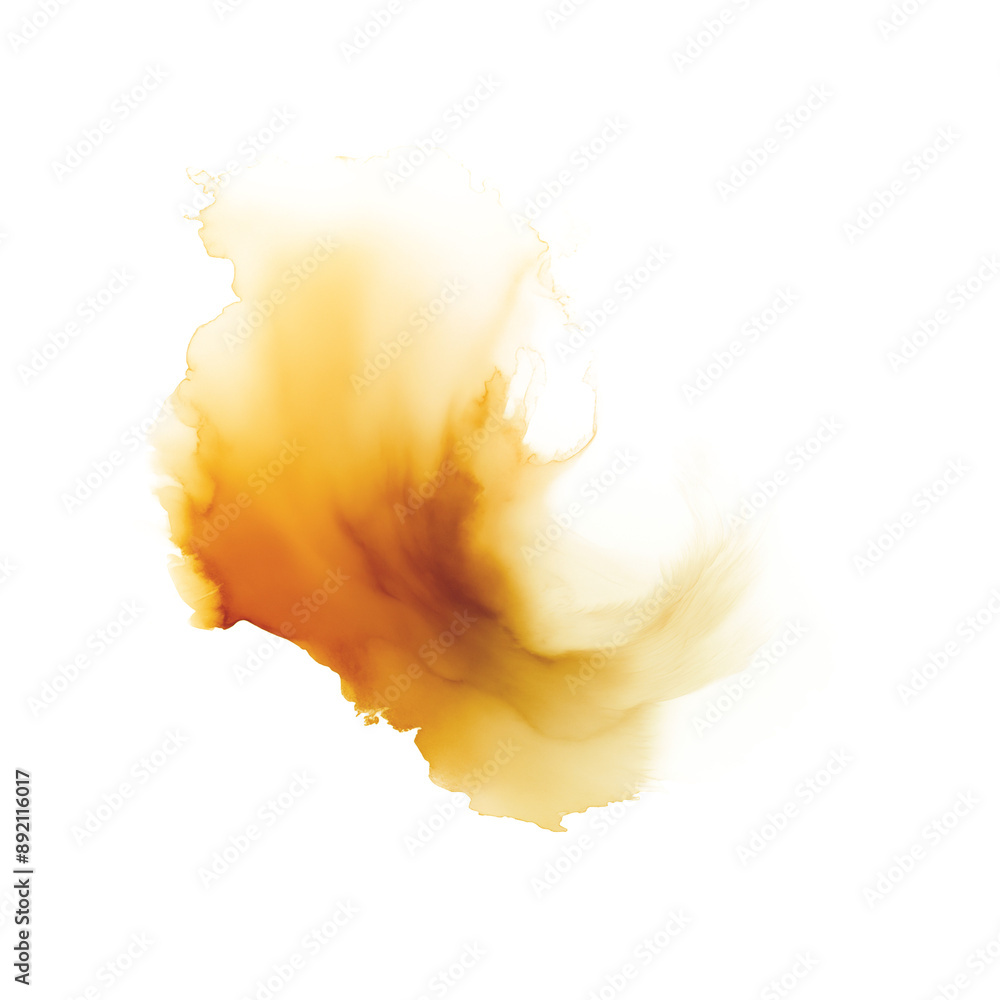 Obraz premium Ink splash of yellow color on a transparent background