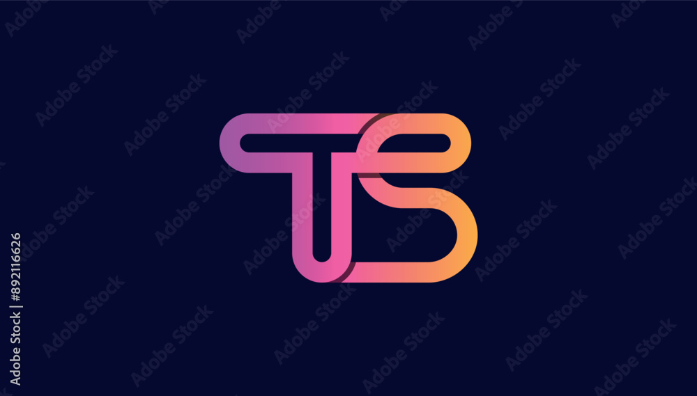 Obraz premium gradient 3d connected alphabet letter ts logo design