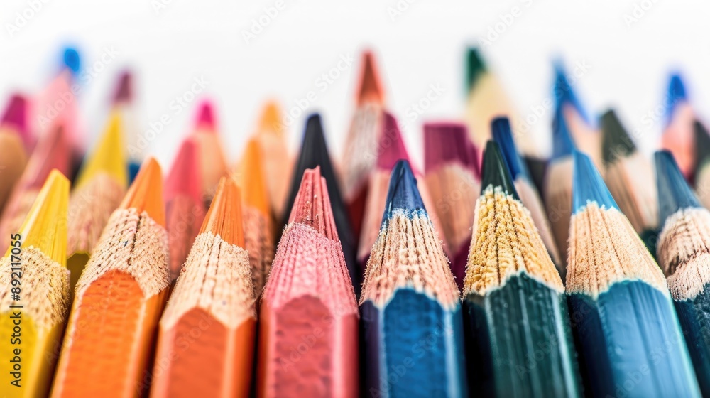 Close up isolated colored pencils on white background Close up isolated colored pencils on white background