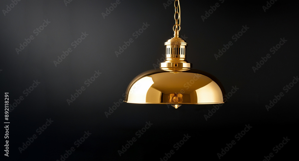 Obraz premium Modern pendant light on a black background, Modern light hanging on black background, Hanging ceiling light, Decorative light