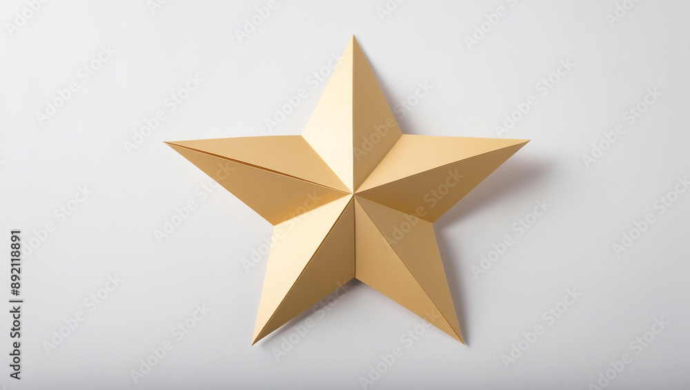 Yellow paper cutout star on a white background, Stars made of paper, Origami star isolated on white background Yellow paper cutout star on a white background, Stars made of paper, Origami star isolated on white background