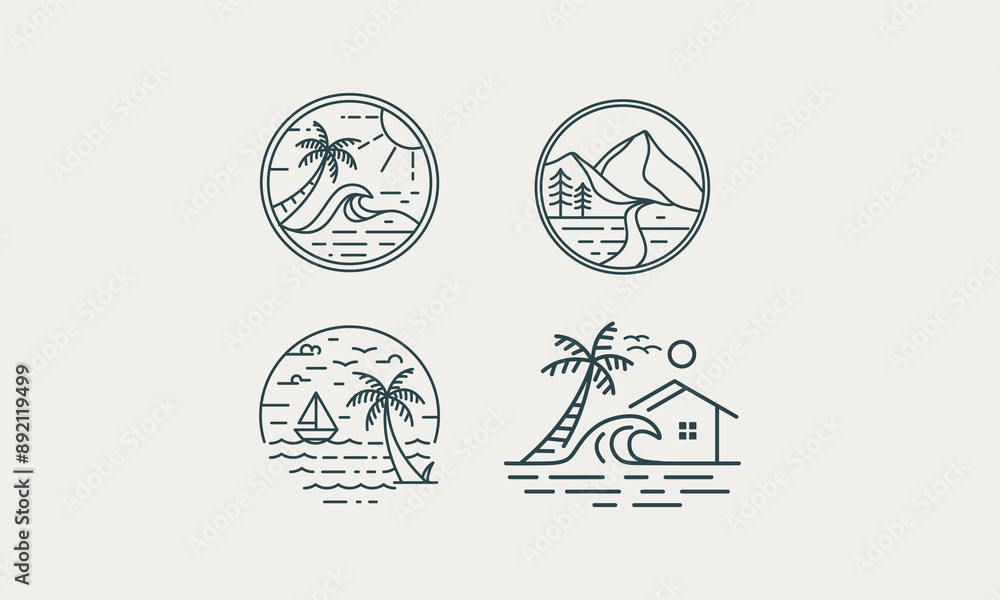 palm tree and beach logo vector palm tree and beach logo vector