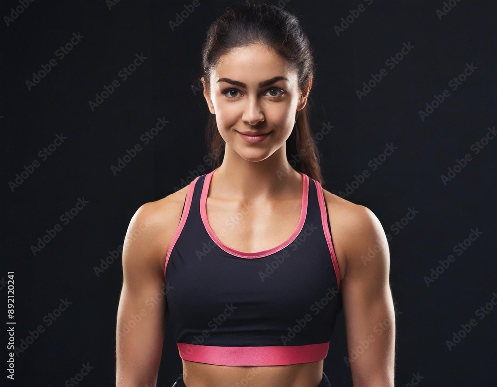 Attractive fit thin slim toned female body athlete isolated on black standing confidently pose powerful woman. A powerful portrait of a physically strong woman. An intense champion fighter and gif Attractive fit thin slim toned female body athlete isolated on black standing confidently pose powerful woman. A powerful portrait of a physically strong woman. An intense champion fighter and gif