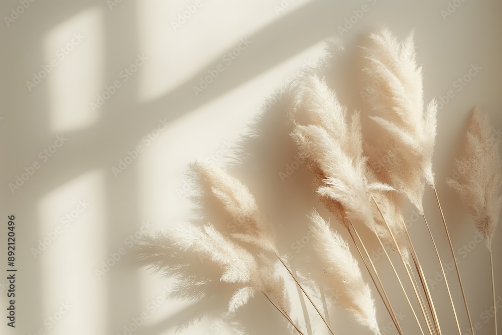 Beautiful Pampas Grass Against a Warm Beige Background, Ideal for Home Decor and Nature Photography Beautiful Pampas Grass Against a Warm Beige Background, Ideal for Home Decor and Nature Photography