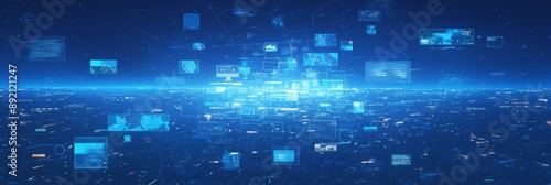 Wallpaper Mural Smart City Grid: A Futuristic Overlay on the Map of a Major US Metropolis, Highlighting the Operational Infrastructure of an Intelligent Urban Landscape. Torontodigital.ca