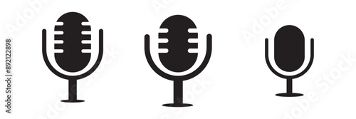 Microphone Icons set. variant microphone icon. Karaoke mic. Podcast microphone. web and mobile icons. vector illustration.