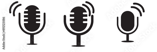 Microphone Icons set. variant microphone icon. Karaoke mic. Podcast microphone. web and mobile icons. vector illustration.