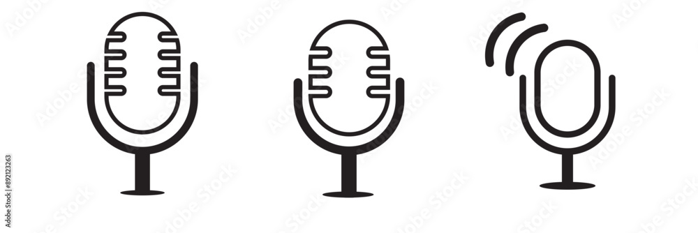 Microphone Icons set. variant microphone icon. Karaoke mic. Podcast microphone. web and mobile icons. vector illustration Microphone Icons set. variant microphone icon. Karaoke mic. Podcast microphone. web and mobile icons. vector illustration