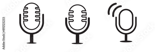 Microphone Icons set. variant microphone icon. Karaoke mic. Podcast microphone. web and mobile icons. vector illustration.