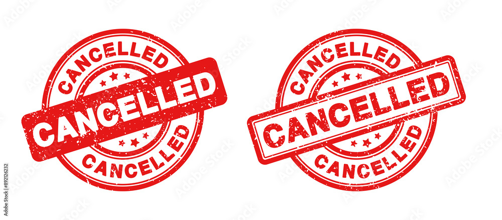 Cancelled Stamp Badge in Rubber Grunge Style for Event Cancelled or Postpone or Cancelled Sign and Cancel Icon in SVG Vector files Cancelled Stamp Badge in Rubber Grunge Style for Event Cancelled or Postpone or Cancelled Sign and Cancel Icon in SVG Vector files