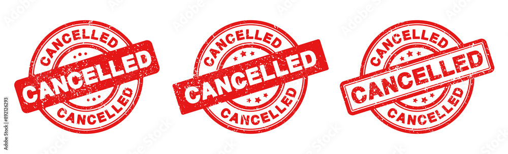 Cancelled Stamp Badge in Rubber Grunge Style for Event Cancelled or Postpone or Cancelled Sign and Cancel Icon in SVG Vector files Cancelled Stamp Badge in Rubber Grunge Style for Event Cancelled or Postpone or Cancelled Sign and Cancel Icon in SVG Vector files