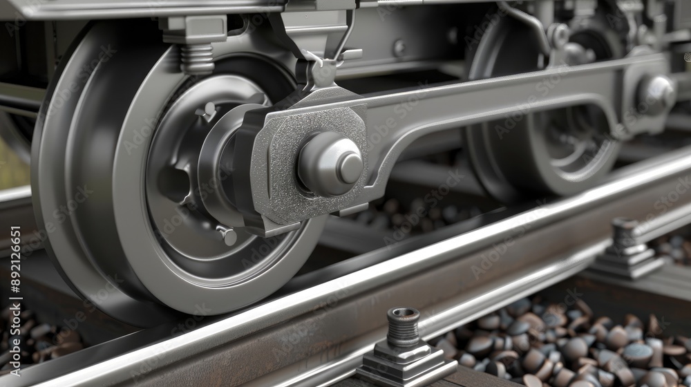 Railway Tracks Detailed View of Wheelset Railway Tracks Detailed View of Wheelset