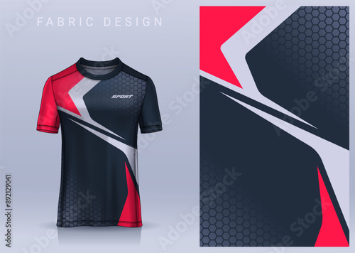 Fabric textile design for Sport t-shirt, Soccer jersey mockup for football club. uniform front view.	