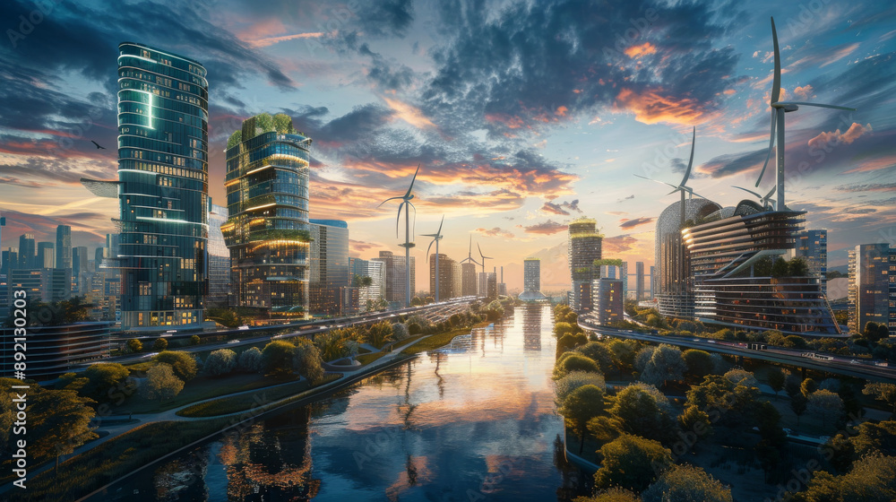 Smart cities use renewable energy sources like solar and wind power ...