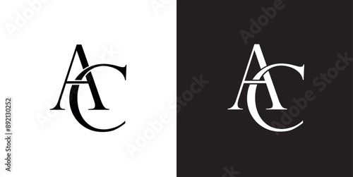logo design with ac letters on negative background	