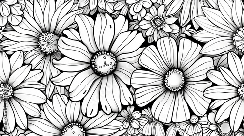 Coloring Therapy for All Ages: Vector Design for Creativity with Flowers 