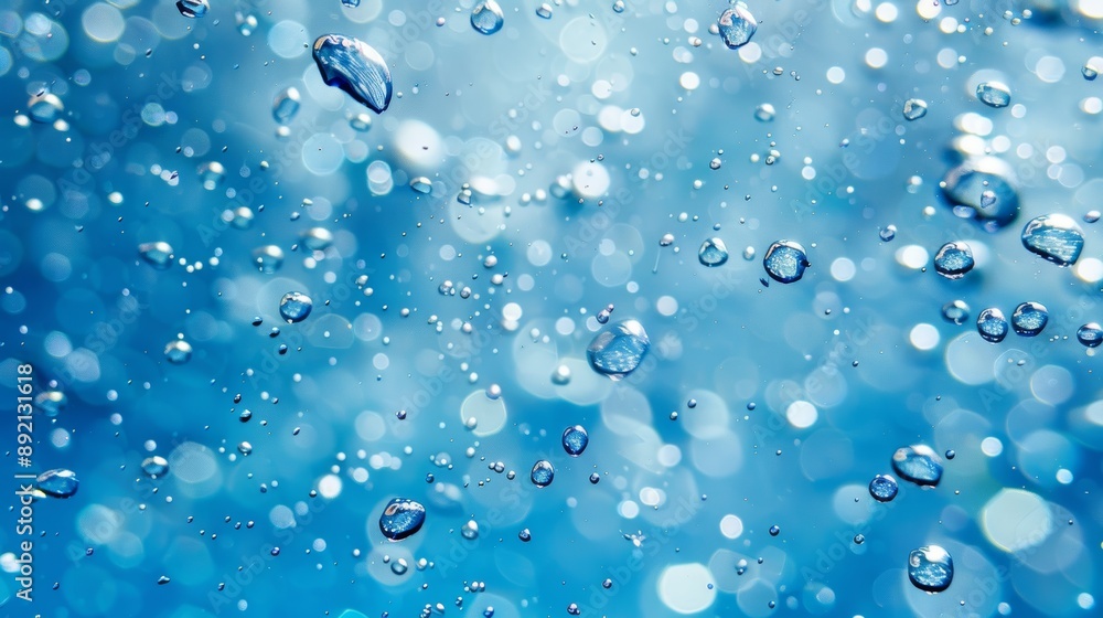 Water Drops on a Blue Background, Bokeh, Blue, Water, Abstract Water Drops on a Blue Background, Bokeh, Blue, Water, Abstract