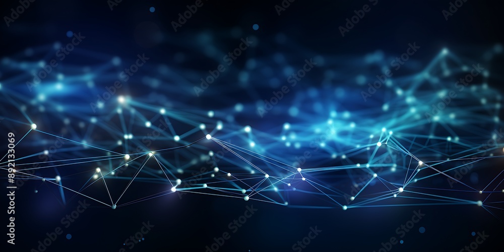 Background with light lines and dots in the shape of waves. A background with a technology style and vector graphics. Network connections are in the top right corner with a futuristic design. Background with light lines and dots in the shape of waves. A background with a technology style and vector graphics. Network connections are in the top right corner with a futuristic design.