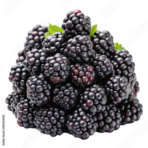 Pile of blackberry isolated on transparent background