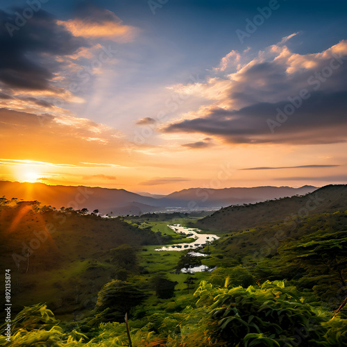 sunset in the mountains