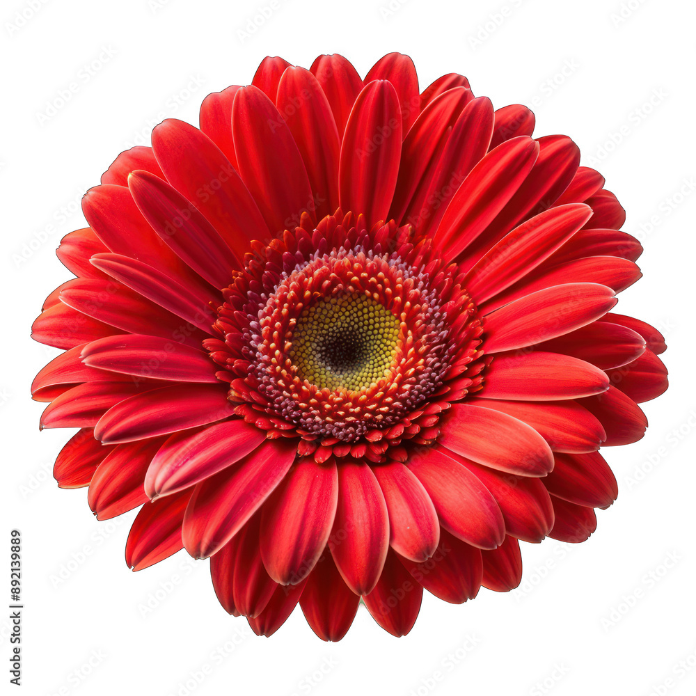 Red gerbera flower head isolated on transparent background Red gerbera flower head isolated on transparent background
