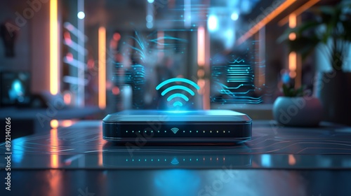 Wireless Network Router with WiFi Symbol