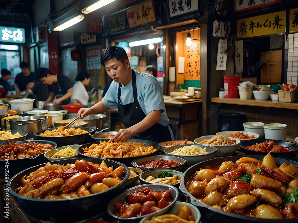 Local hawker stall traditional korean gourmet on street food bazaar market oden teokbokki and Eomuk with taraba king crab for travelers people travel visit eat drinks at Busan or Pusan, South ... See Local hawker stall traditional korean gourmet on street food bazaar market oden teokbokki and Eomuk with taraba king crab for travelers people travel visit eat drinks at Busan or Pusan, South ... See