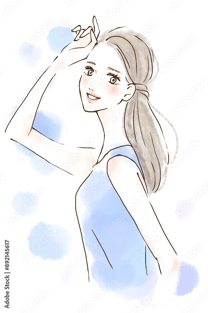 微笑む女性のイラスト 紫外線対策