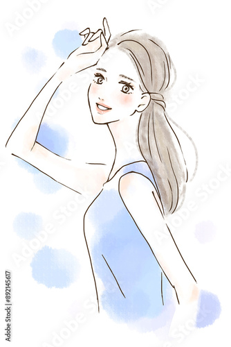 Obraz na płótnie 微笑む女性のイラスト 紫外線対策 w salonie