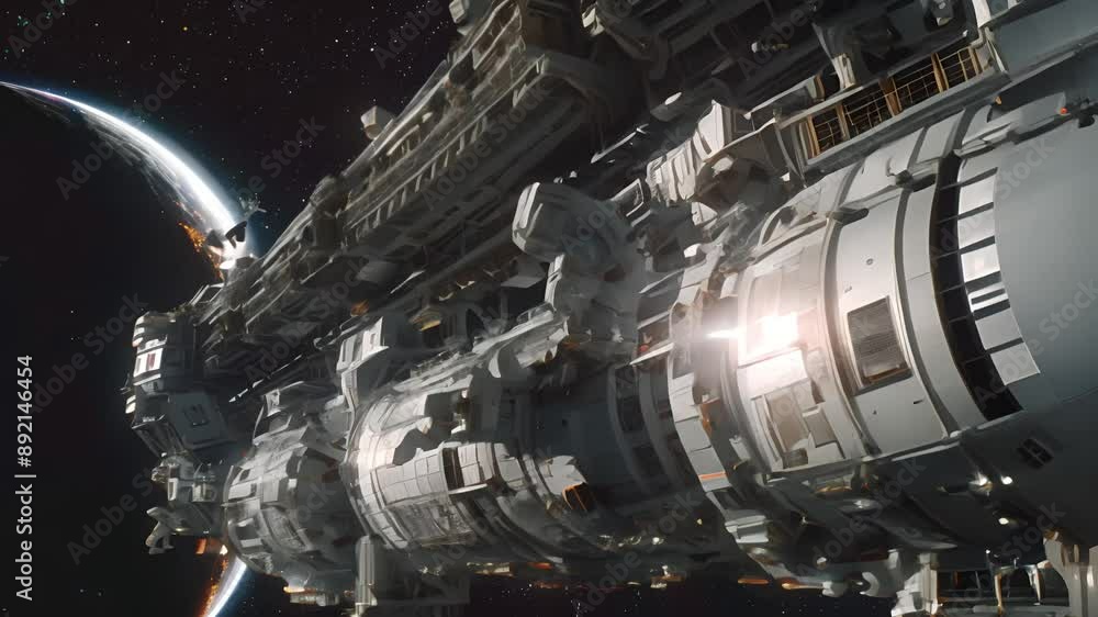 Futuristic Spacecraft Orbiting a Planet Futuristic Spacecraft Orbiting a Planet