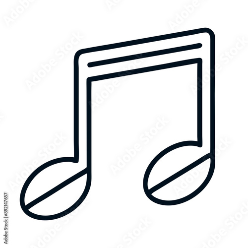 Black Line Art Music Notes Icon on Transparent Background
