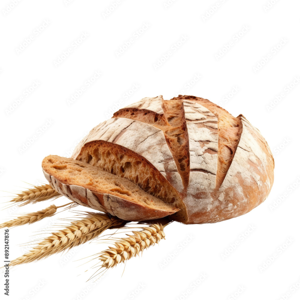 Isolated Sliced Bread with Wheat Ears Without Background. Isolated Sliced Bread with Wheat Ears Without Background.