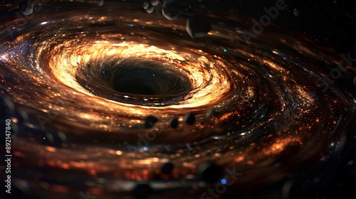 A photograph of a black hole in the cosmos during the day with bright, diffused lighting, close-up shot