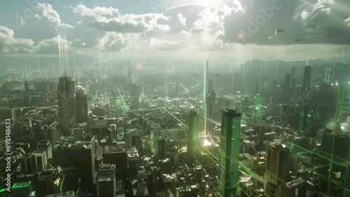 Futuristic Cityscape with Green Technology