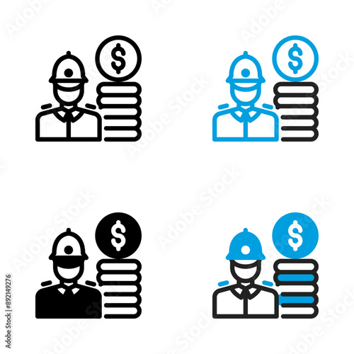 Custodian bank icons in 4 different shapes for investment, banking, and finance