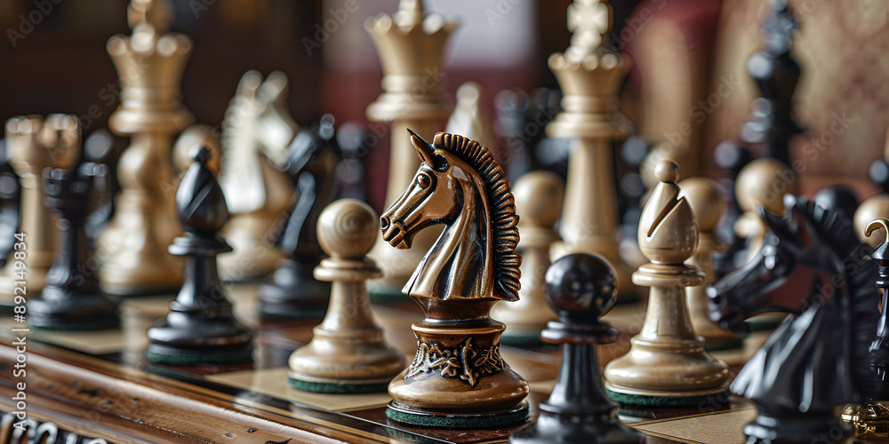 chess pieces on a chessboard, chess board with pieces chess pieces on a chessboard, chess board with pieces