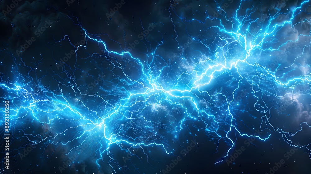 Blue glowing plasma lightning. Blue glowing plasma lightning.