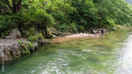 Wallpaper Mural A valley where clear water flows to swim coolly in the hot summer, a high-definition video taken in 4k quality with a drone_4-2 Torontodigital.ca