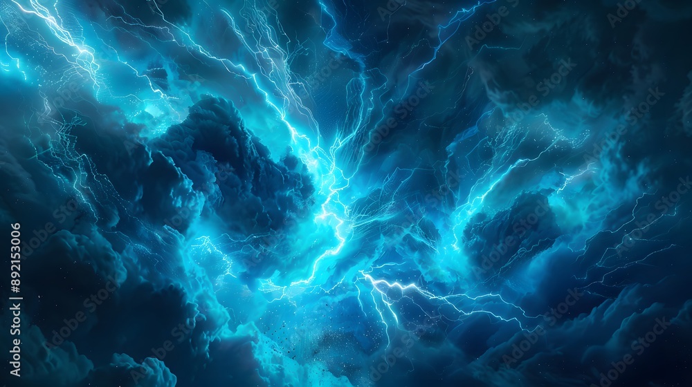 Blue glowing plasma lightning. Blue glowing plasma lightning.
