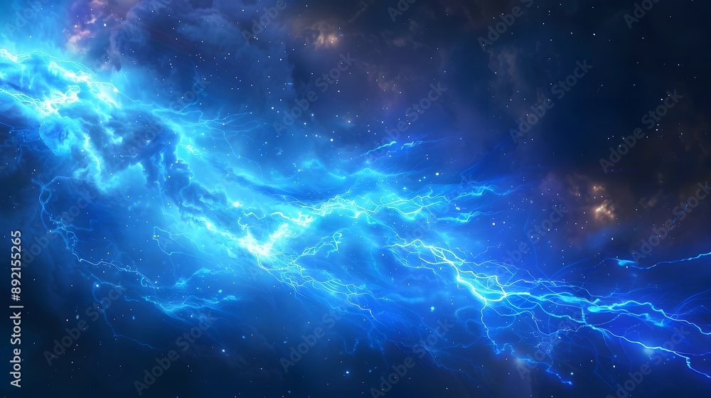 Blue glowing plasma lightning. Blue glowing plasma lightning.