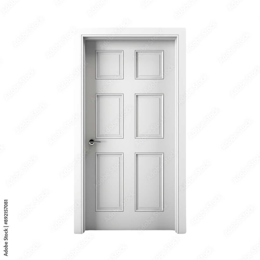 Isolated White Door Design with Paneling No Background Transparency. Isolated White Door Design with Paneling No Background Transparency.