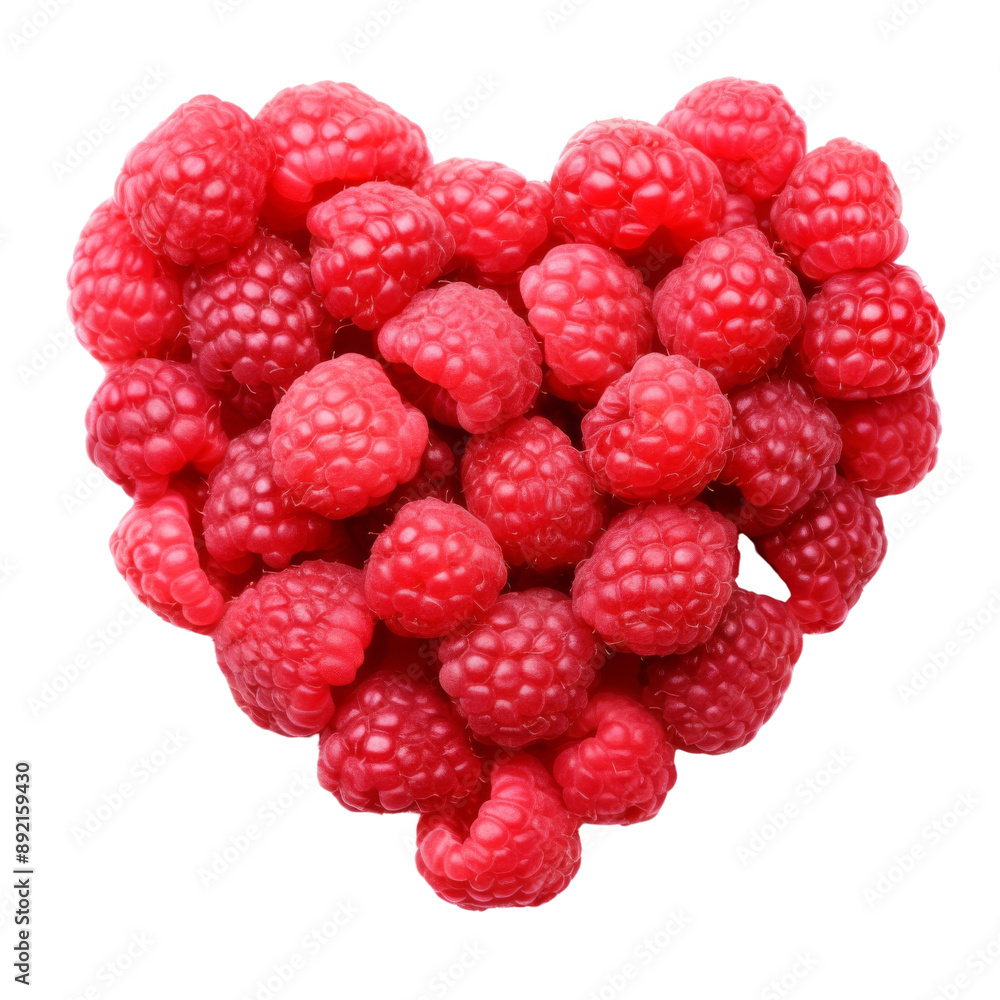 Heart Shape Created from Fresh Raspberries Isolated Without Background Heart Shape Created from Fresh Raspberries Isolated Without Background