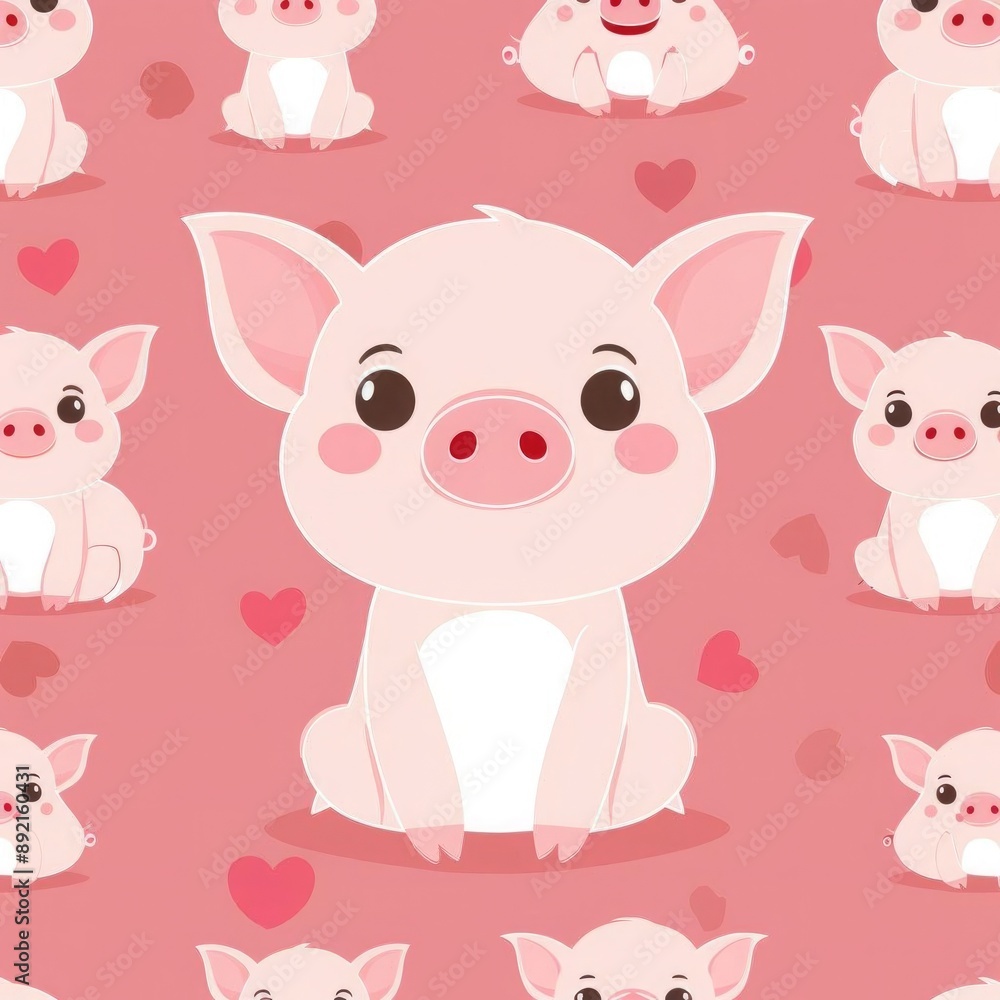 seamless pink cute catoon pig seamless pink cute catoon pig