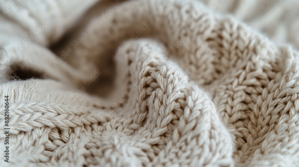 beige knitted clothing surface, closeup, macro beige knitted clothing surface, closeup, macro