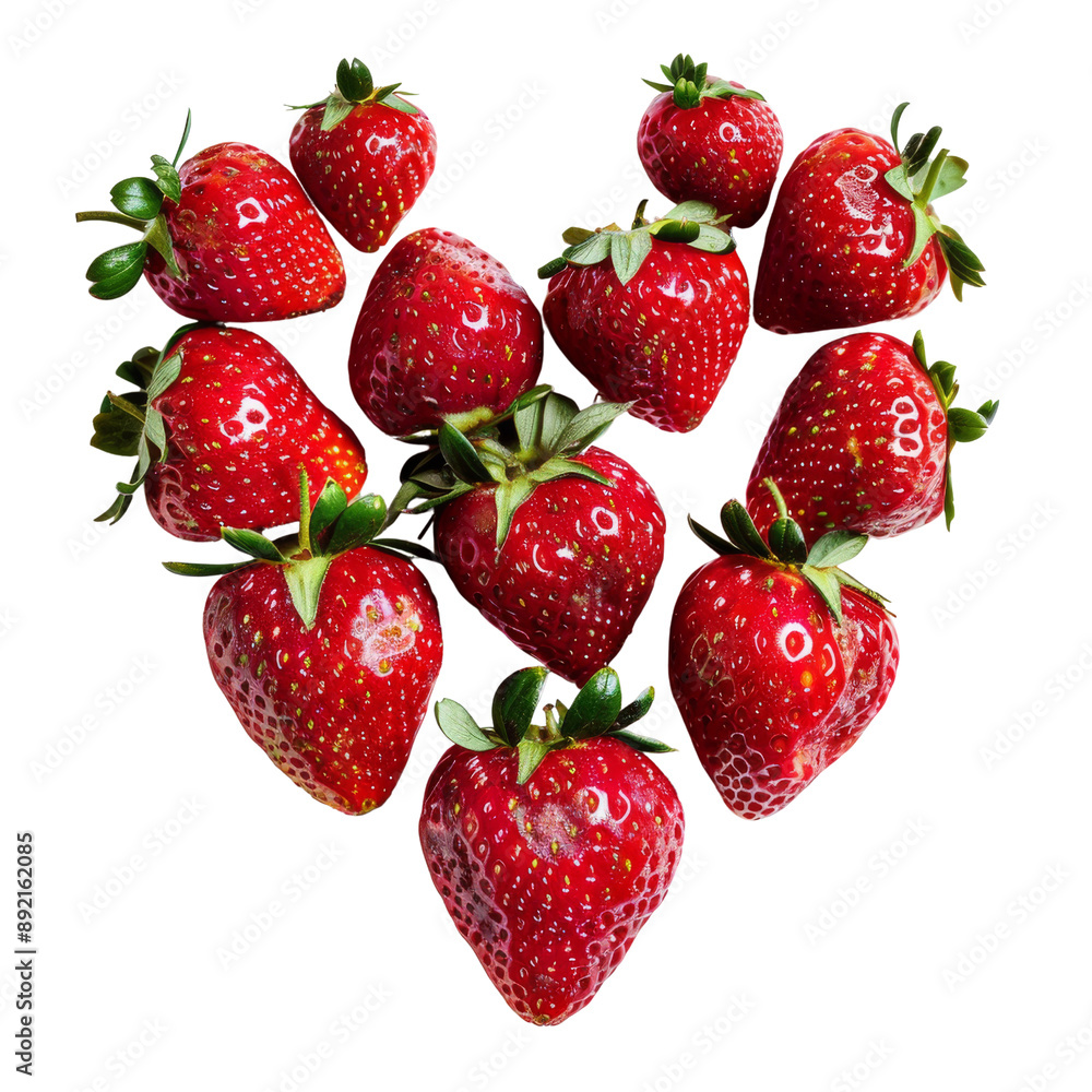Heart-Shaped Arrangement of Fresh, Juicy Strawberries Isolated without Background. Heart-Shaped Arrangement of Fresh, Juicy Strawberries Isolated without Background.